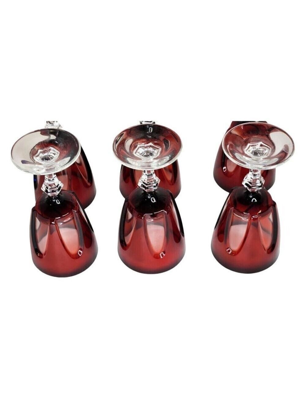 Cristal DArques Durand Ruby Wine Glasses Set Of 6 Gothic Arches Discontinued - Picture 8 of 12